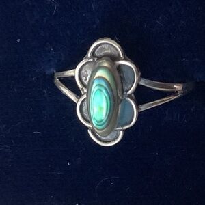 New vintage silver abalone flower ring